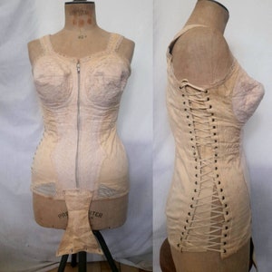 Sexy Pin up 1930-40's Antique Nude Pink Full Body Edwardian Girdle