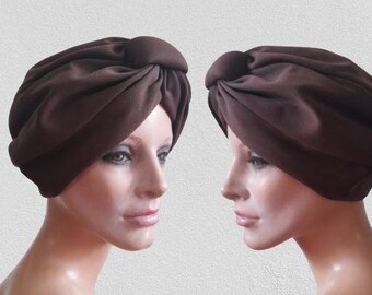 True vintage 60's Brown Turban, Old Hollywood Glam