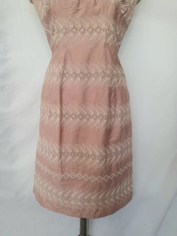 Vintage 60's Powder Pink Embroidered Cotton Dress… - image 9