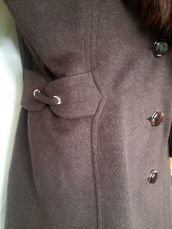 Vintage 70's Tailored A-line Brown Wool Coat with… - image 9