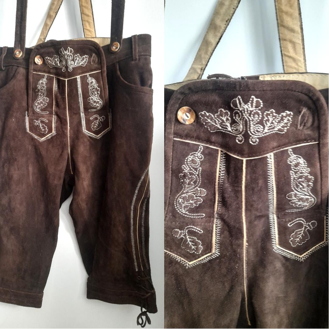Pantalon Bavarois Fabian En Cuir De Chèvre - Taille 46-64 Avec Ceinture Assortie Brodée - 3