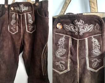 Retro Tirolese/Bavarian Traditional Lederhosen, Suede Leather Breeches, Oktober Festival, by Livergy