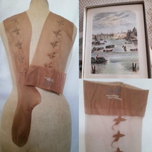 Vintage 60&#39;s Stockings, Anifar High Fantasy Lovely Stockings, Light Brown Sheer Stockings
