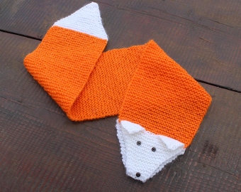 Hand-Knitted Acrylic Fox Scarf - Fun Winter Wrap for Kids & Adults