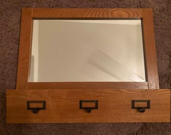 mission style mirror with storage