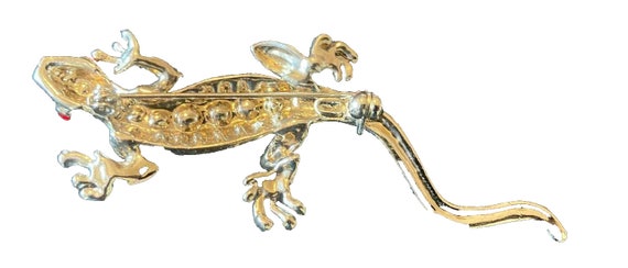 Vintage Jeweled Lizard Brooch - image 2