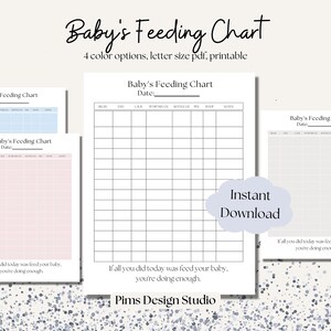Simple newborn breastfeeding log | printable baby feeding chart | instant download PDF