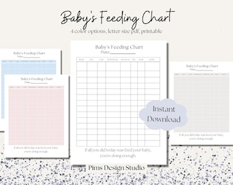 Prosty dziennik karmienia piersią noworodka | wydrukowana tabela karmienia dziecka | natychmiastowe pobranie pliku PDF