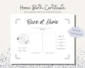 Domowy akt urodzenia, pamiątka w postaci odcisku stopy (do natychmiastowego pobrania w formacie PDF)