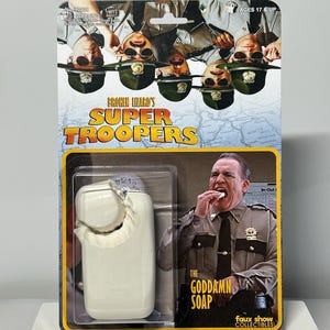 Barre de savon mordu Super Troopers, accessoire de contrebande personnalisé, film jouet à collectionner, comédie Broken Lizard, Brian Cox, carte recto-verso
