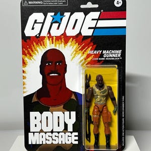 GI Joe Body Massage PSA Parody Custom Action Figure di Roadblock - Personaggio dei cartoni animati ARAH - Carta bifacciale