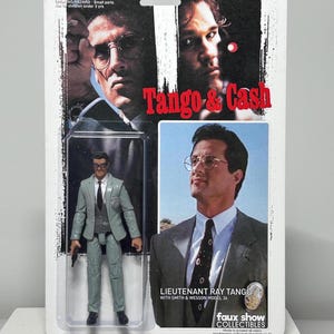 Figura de acción personalizada Tango and Cash de Sylvester Stallone como Ray Tango - Personaje de película de acción pirata de los años 80 - Tarjeta de dos caras