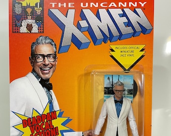Jeff Goldblum on Retro Uncanny X-men Custom Action Figure Vocal Super Power  Bootleg 90's Parody Figure 2-sided Card 