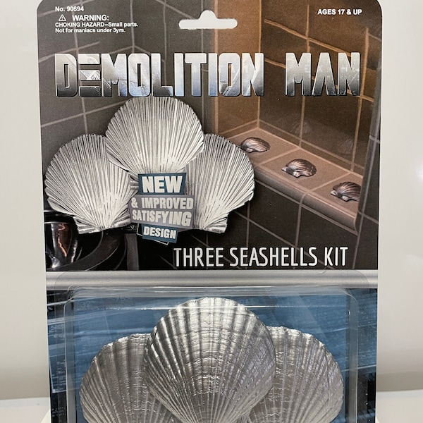 Demolition Man Three Seashells - Custom Movie Collectible Accessory - 90's Sylvester Stallone Wesley Snipes Bootleg Toy - Two Sided Card