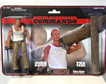 Action figure Commando John Matrix & Tree – Oggetto da collezione di film degli anni '80 (cartolina 6x9)