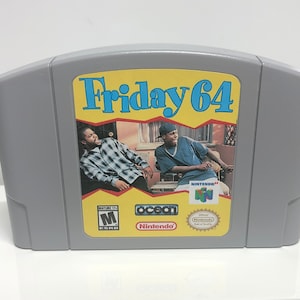 N64 Friday Nintendo 64 Custom Video Game Cartridge - Front AND Back Labels - Ice Cube Chris Tucker 1995 Comedy Parody Item