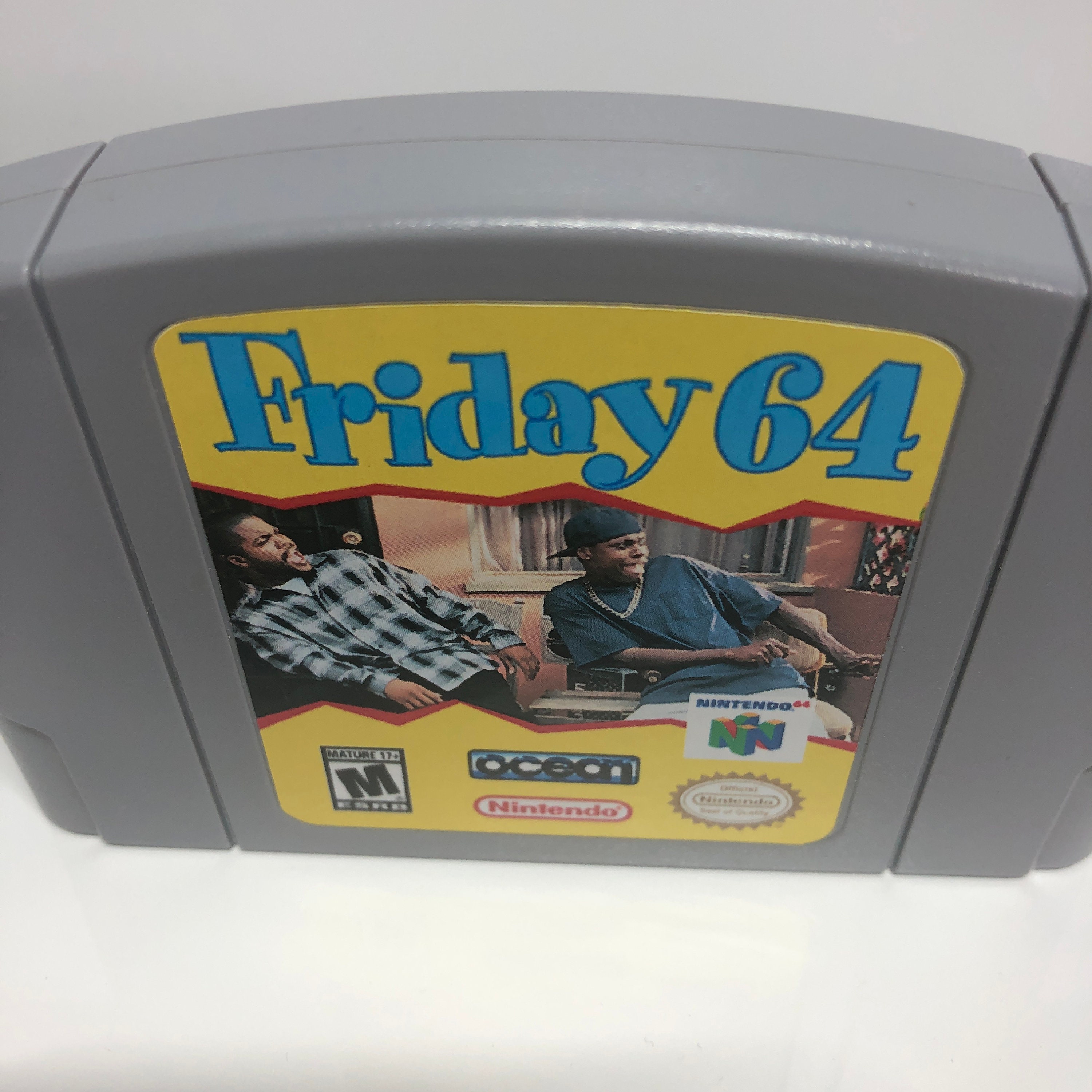 N64 Friday Nintendo 64 Custom Video Game Cartridge - Front AND Back Labels  - Ice Cube Chris Tucker 1995 Comedy Parody Item