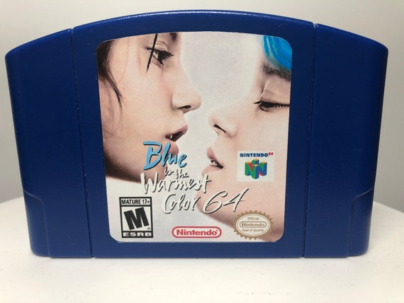 N64 Blue is the Warmest Color Nintendo 64 Custom Video Game Cartridge Front AND Back Labels LGBTQ Drama Lea Seydoux Movie Parody Item