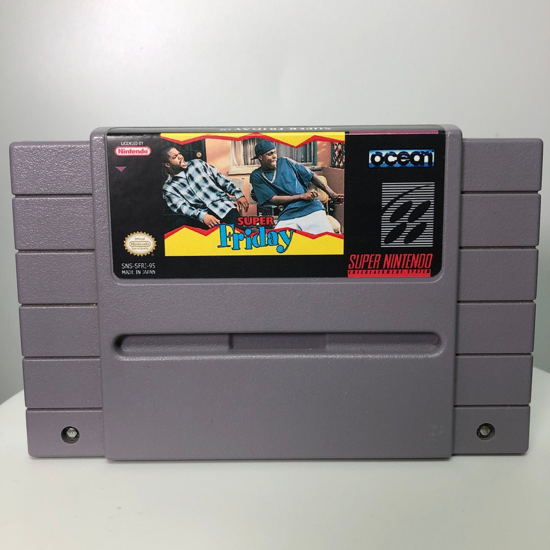 SNES Friday Super Nintendo Custom Video Game Cartridge Front AND Back  Labels Ice Cube Chris Tucker 1995 Comedy Parody Item 