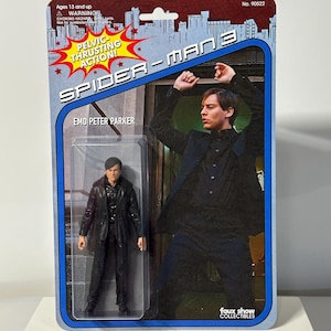 Spider-Man 3 Emo Peter Parker alias Bully Maguire - Figurine film personnalisée unique en son genre - Carte recto-verso - Bootleg Marvel Sam Raimi Tobey Film