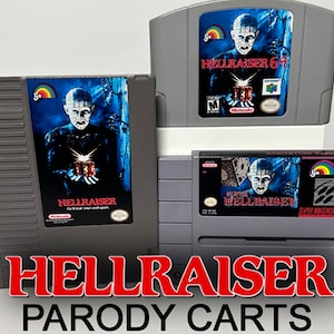 Hellraiser Nintendo Custom Parody Carts - Wybierz NES, SNES lub N64. Wykonane z prawdziwych kartridży - Niestandardowe etykiety - Pinhead Clive Barker Horror