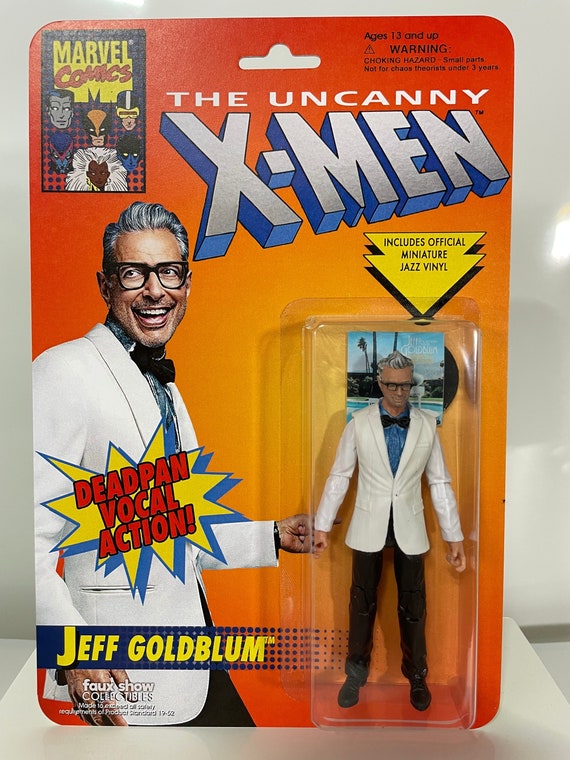 Jeff Goldblum on Retro Uncanny X-men Custom Action Figure Vocal Super Power  Bootleg 90's Parody Figure 2-sided Card 