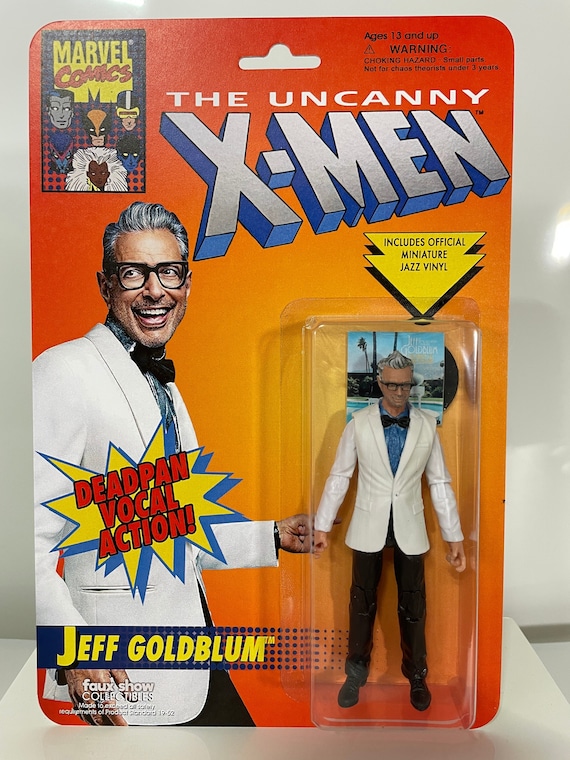 Jeff Goldblum on Retro Uncanny X-men Custom Action Figure Vocal Super Power  Bootleg 90's Parody Figure 2-sided Card 