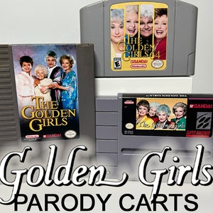 ゴールデンガールズ 任天堂カスタムパロディカートリッジ - NES、SNES、または N64 からお選びください。実際のゲームカートリッジから作られています - 前面と背面のラベル - テレビ番組