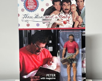Three Men & A Baby Tom Selleck One-Off Custom Action Figure as Peter - Bootleg 80&#39;s Comedy Drama Movie Character - Two Sided Card