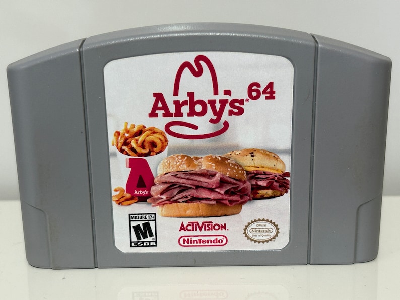 N64 Arby's Nintendo 64 Custom Video Game Cartridge Front AND Back