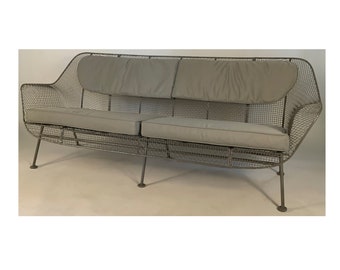 Rare 1950's Woodard Sculptura Wrought Iron Long Sofa