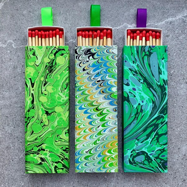 Unique Fireplace Matches in Artistic Marbled Box – Long Matches for Cozy Home Decor