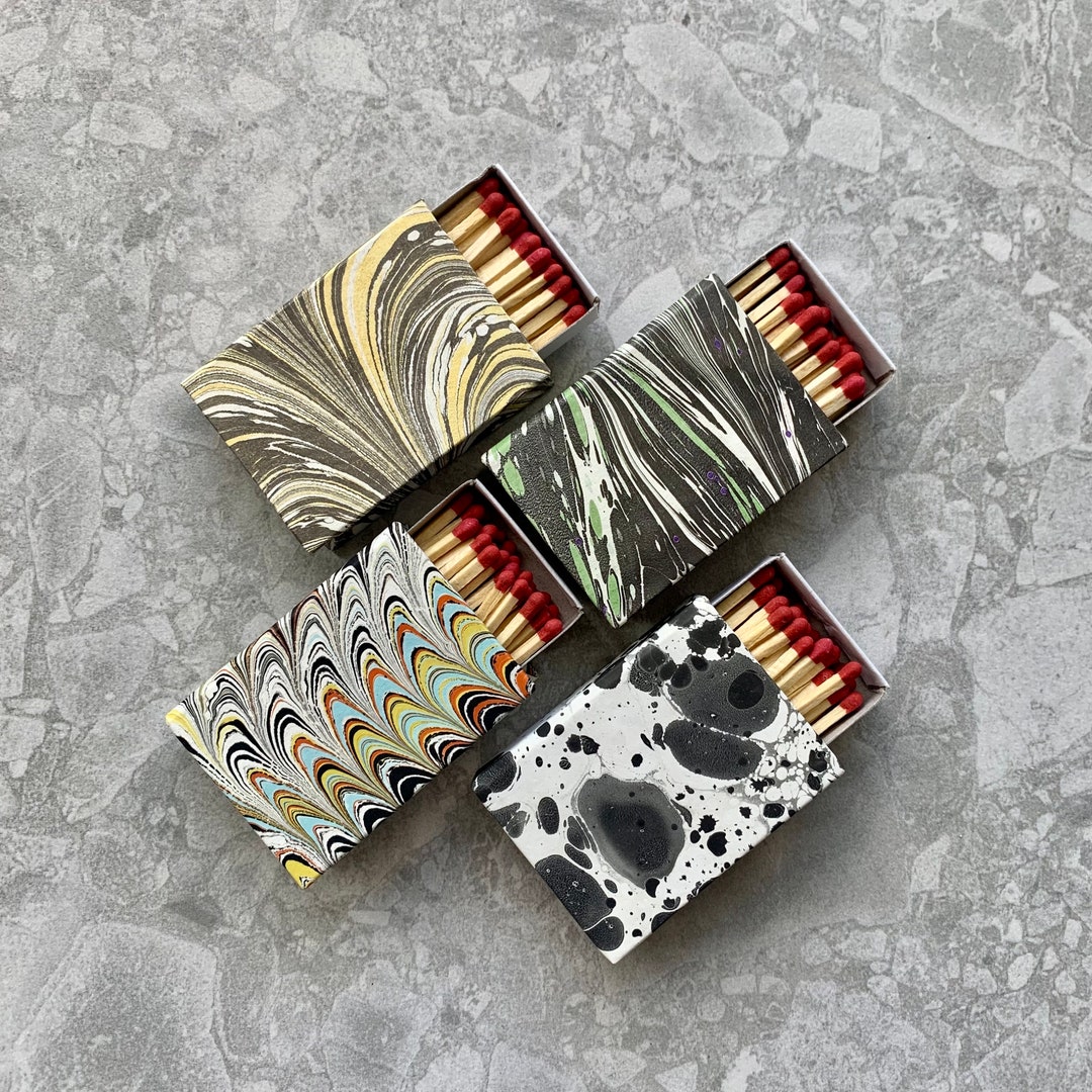 Matches Box Cute Set of 4 Matchboxes Matches Box Marbled Etsy