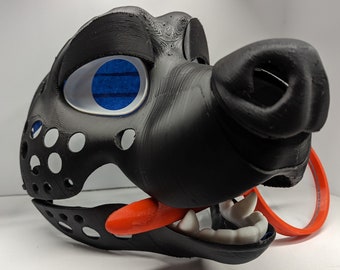 3d Printed Hyena Fursuit Head Base with moveable jaw, eyes, teeth and more!