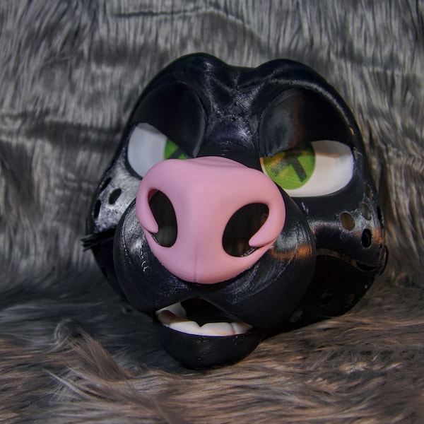 Pitbull 3D Printed fursuit head base with moveable jaw, eyes, teeth and more! ABS, PLA or Squishy TPU!!!