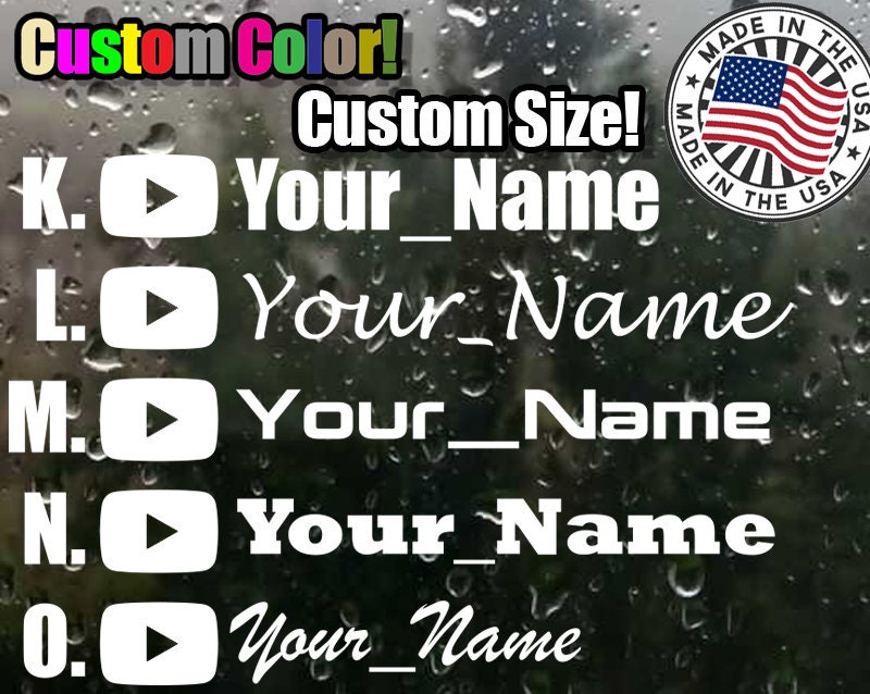 4 x Custom Custom Youtube Tag/Name/Handle Elija la fuente Etsy