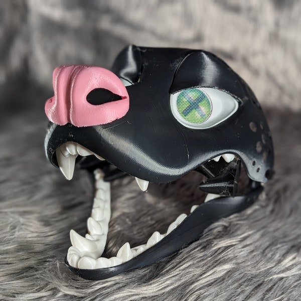 3d printed opossum fursuit head base with moveable jaw, eyes, teeth and more! ABS, PLA or TPU!!!