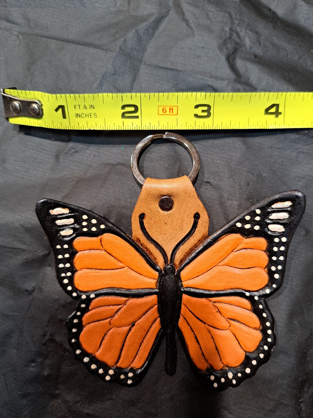 Leather Hand Tooled Monarch Butterfly Key Chain Etsy