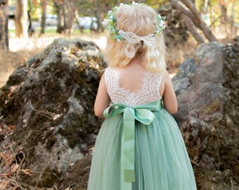 dusty sage flower girl dress