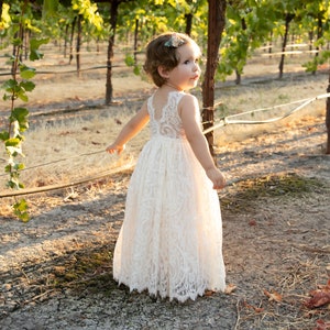 Classic White or Ivory Lace Over Girl's Dress, Perfect flower girl dress, junior bridesmaid dress, or first communion dress