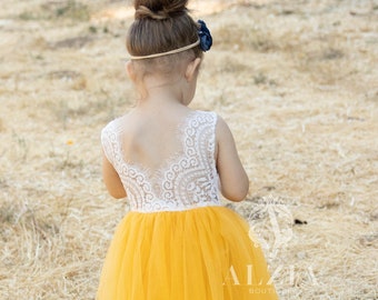 Mustard Yellow Flower Girl Dress