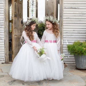 Princess Ball Gown, White Tulle Flower Girl Dress, Baby Princess Dress, Toddler Dresses,  First Communion Dress