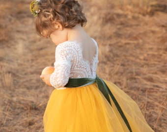 Mustard Yellow Flower Girl Dress