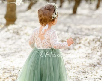 Sage Flower Girl Dress