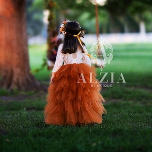 Burnt Orange Layered Tulle Dress , Flower Girl Dress, Rustic Flower Girl