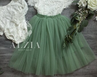 Sage green tulle skirt for flower girl, flower girl outfit, tulle skirt for toddler !