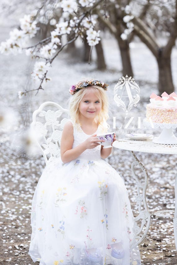 2-9T Flower Girls One Shoulder Dress Christmas Wedding Party Gown