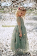 Flower Girl Dress Long Sleeve | Wildflower Embroidered Tulle | All Colors