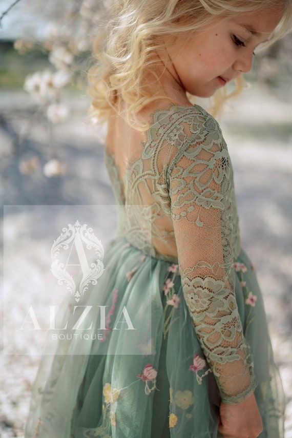 Abito tulle ricamato fiori hot sale