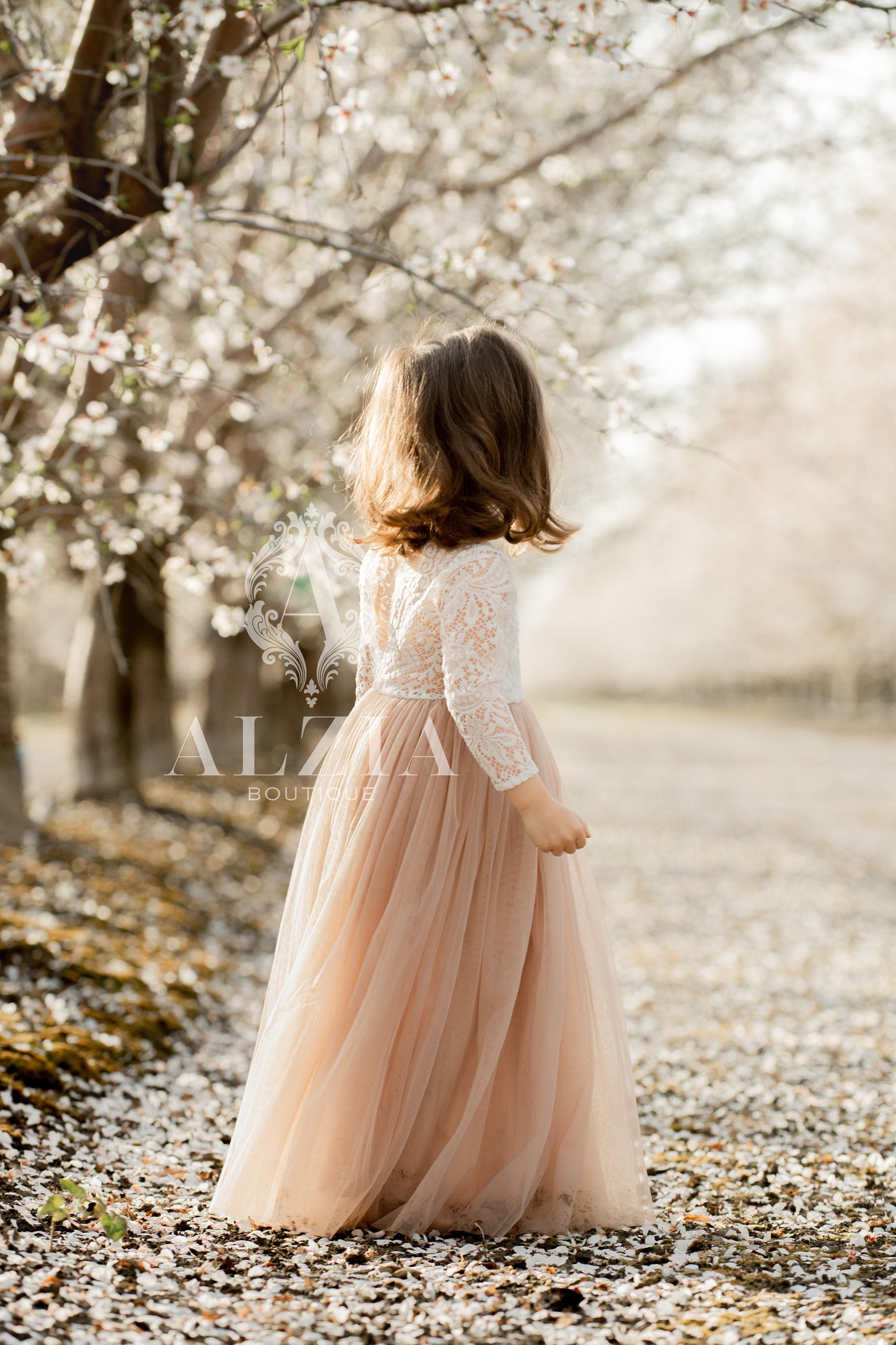 Tan, Beige Neutral Sand Shade Tulle Lace Top Scalloped Edges